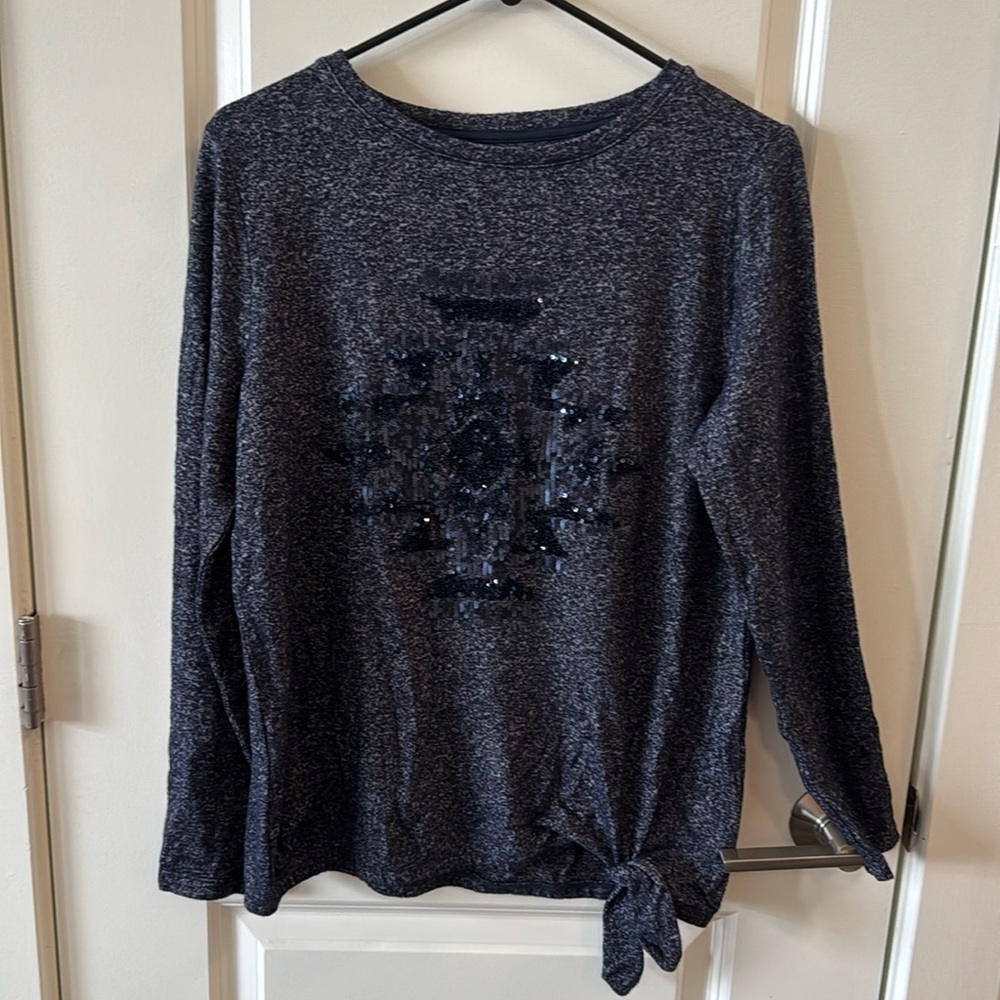 Soft dark blue sequin top